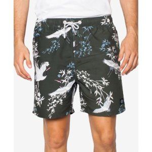 ZEEGEEWHY Men's Crane Graphic Swim Trunks